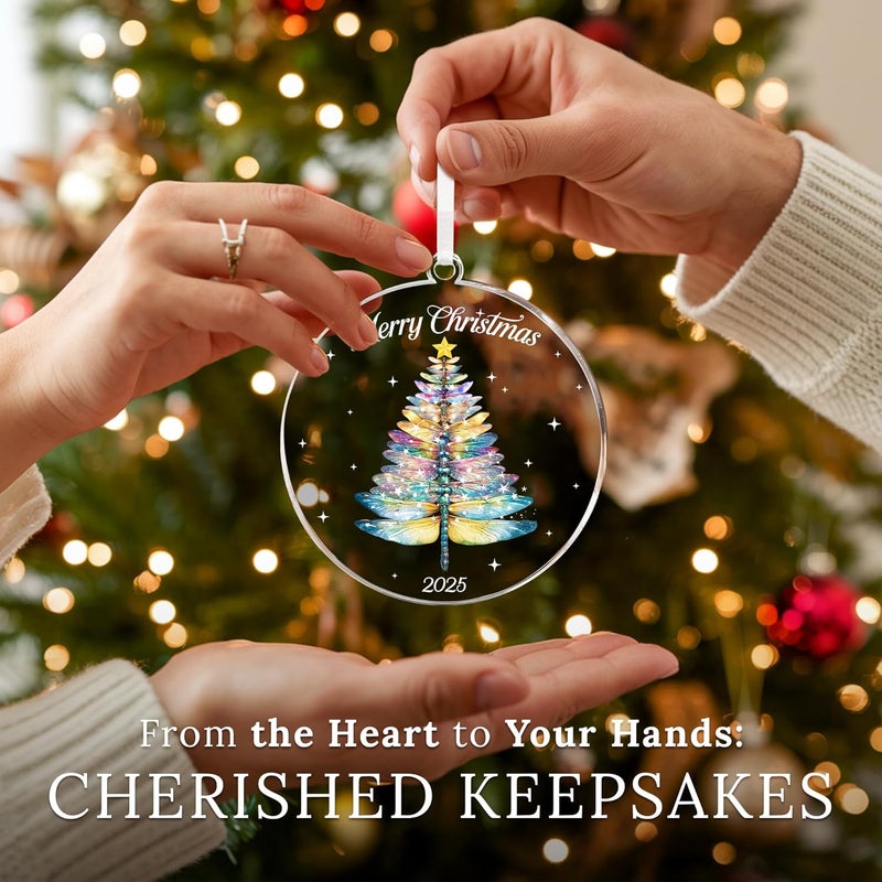 HEXMOZ Dragonfly Christmas Ornament 2025 - Dragon Fly Ornaments for Christmas Tree - Dragonfly Gifts for Women and Men - Acrylic Holiday Decoration, Unique Keepsake for Home Decor Lovers - Image 4